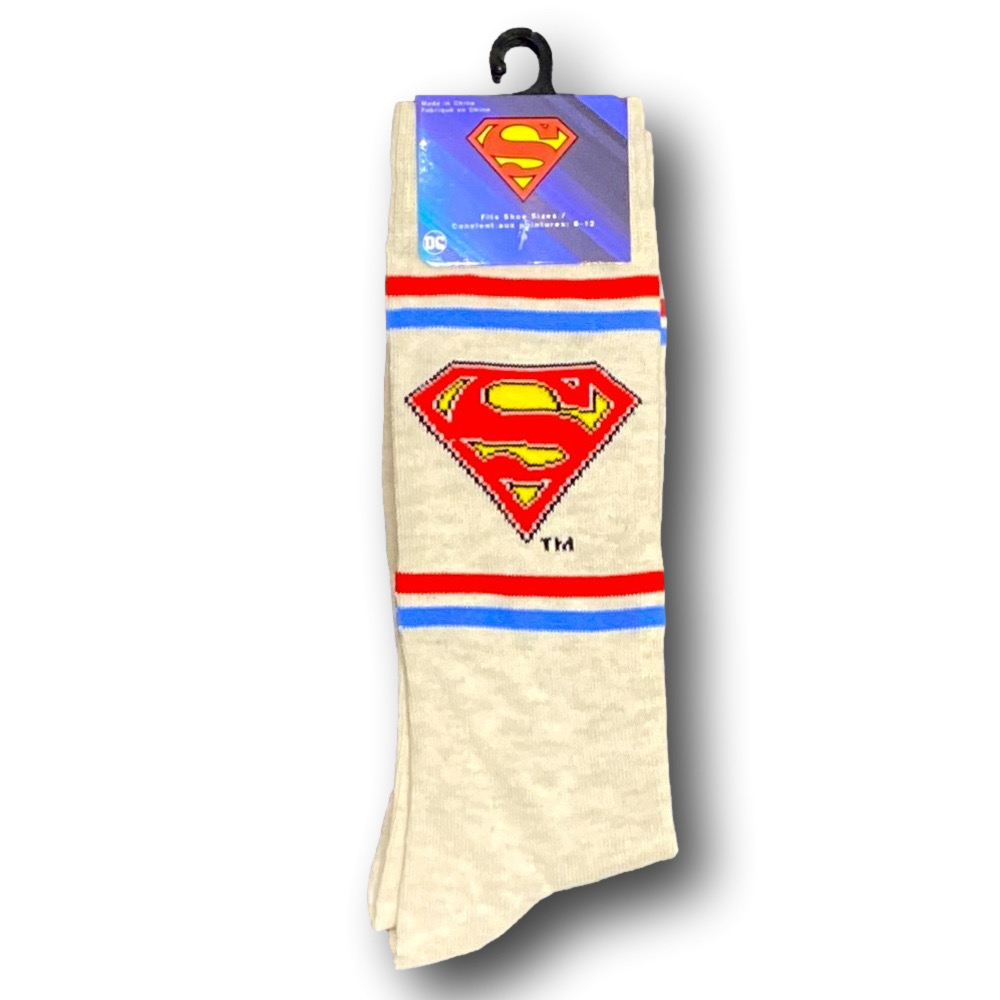 3/$20 DC Comics Superman Logo Retro Funny Novelty Crew Socks - NWT
